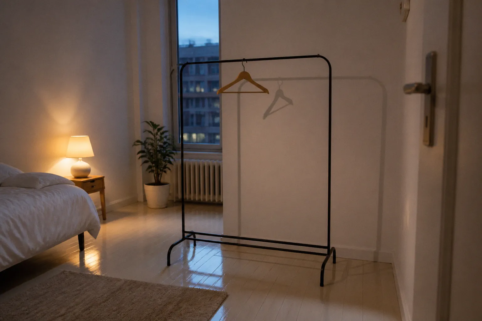 Capsule wardrobe rack setup: path to a minimalist bedroom