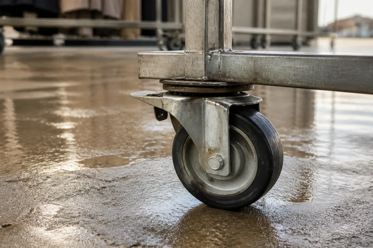 Casters for heavy-duty racks: rubber or polyurethane?