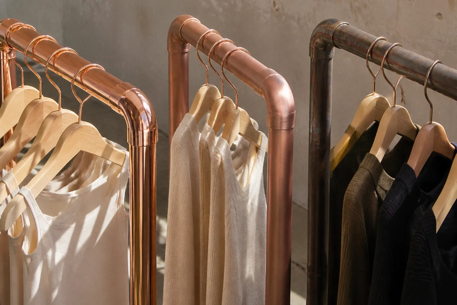Copper Garment Racks: Three Finish Paths for Boutiques