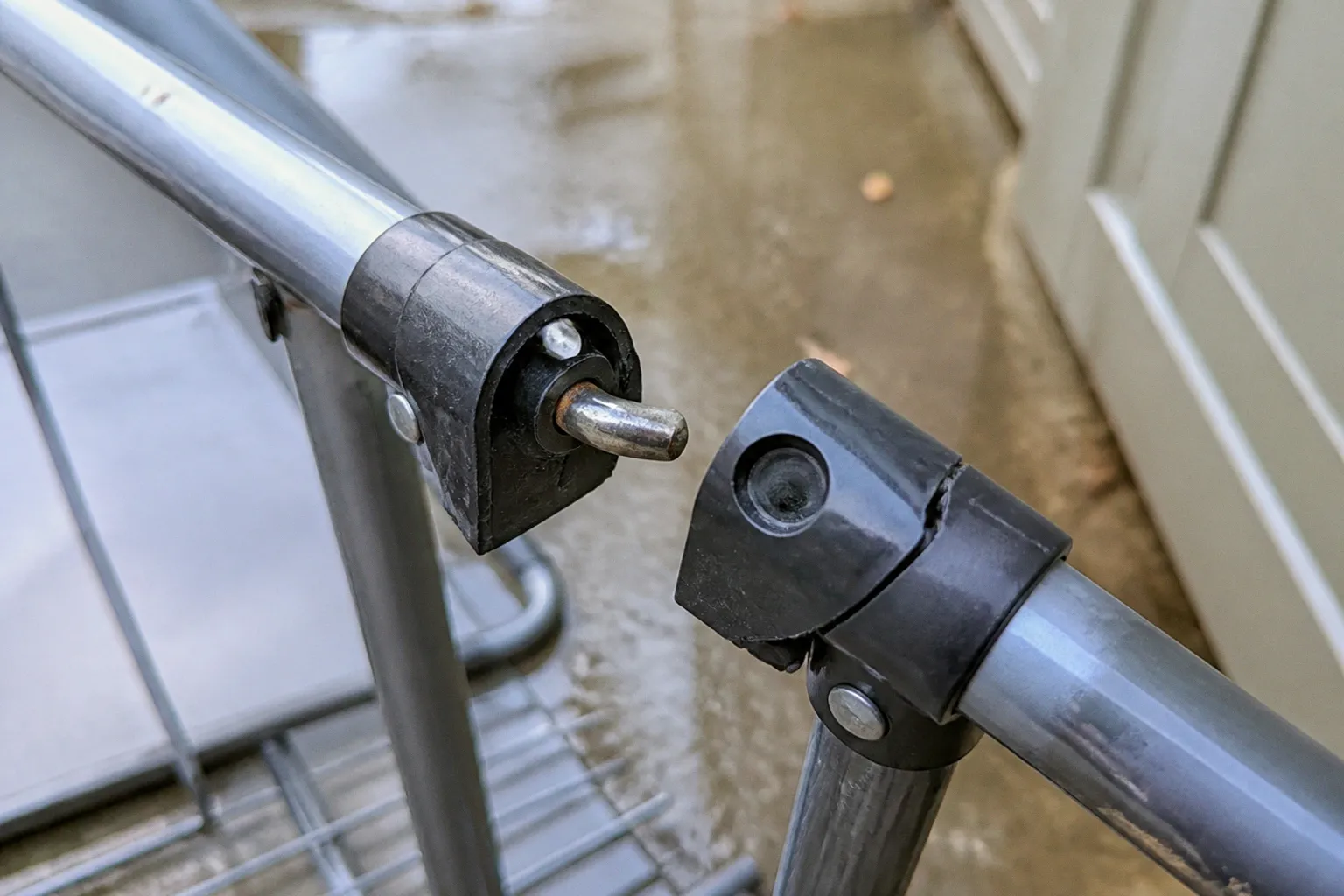 Folding garment racks: locking joint and hinge failures