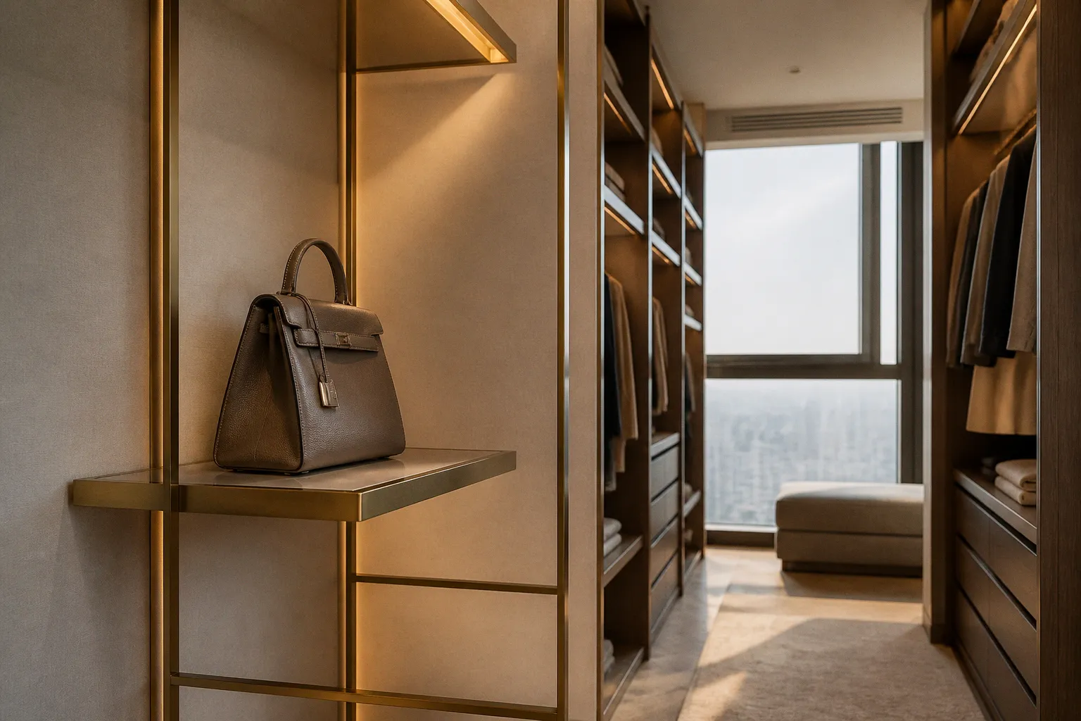 Handbag display racks: storage paths for luxury closets