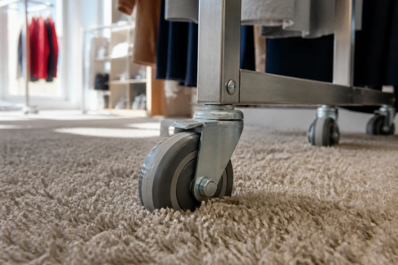 Rolling garment racks on carpet: caster size guide